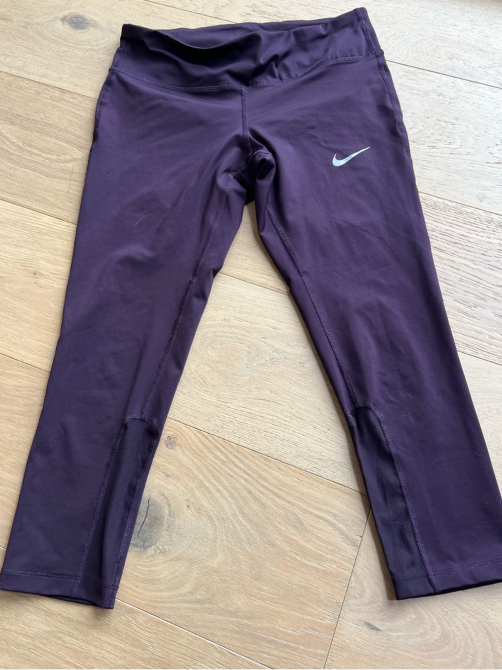 Nike Girls' Deep Purple Capri Leggings with Silver Swoosh